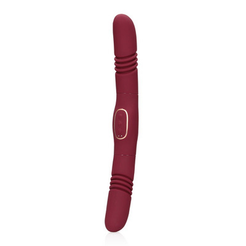 Vibrator doppelseitig mit Stoßfunktion Weinrot 12,5 x 3,6 cm