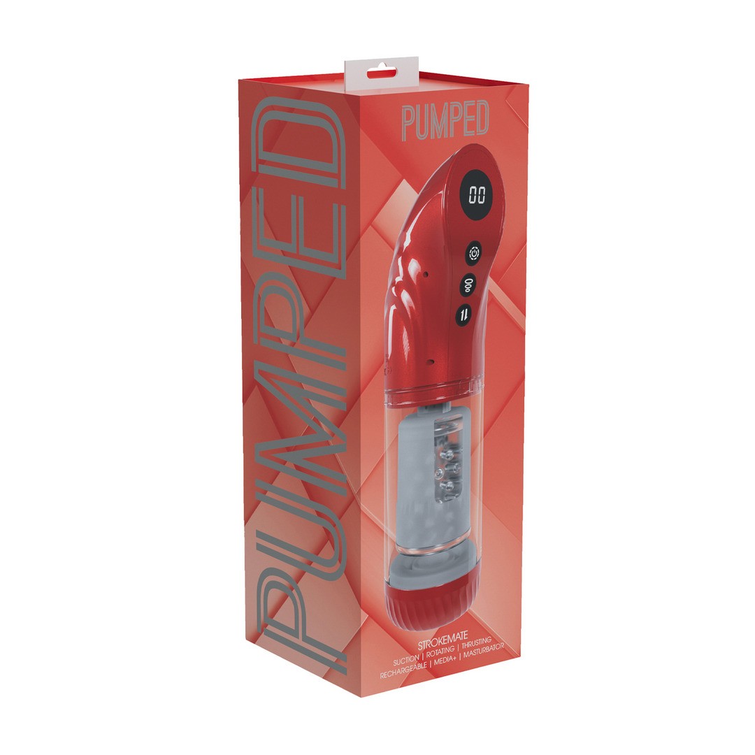 Masturbator Strokemate mit Stoßfunktion Rot 17 x 8,9 cm