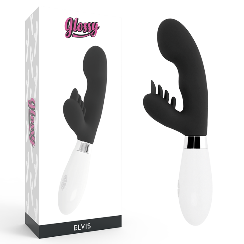 Rabbit-Vibrator Glossy Elvis Schwarz 12 cm