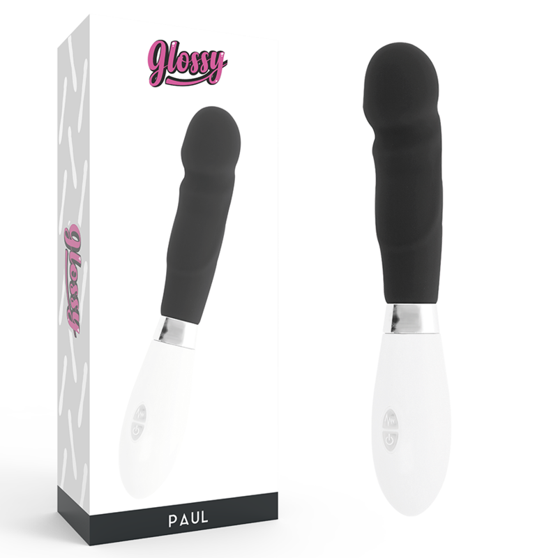 Vibrator Glossy Paul mit breitem Kopf Schwarz 12 cm