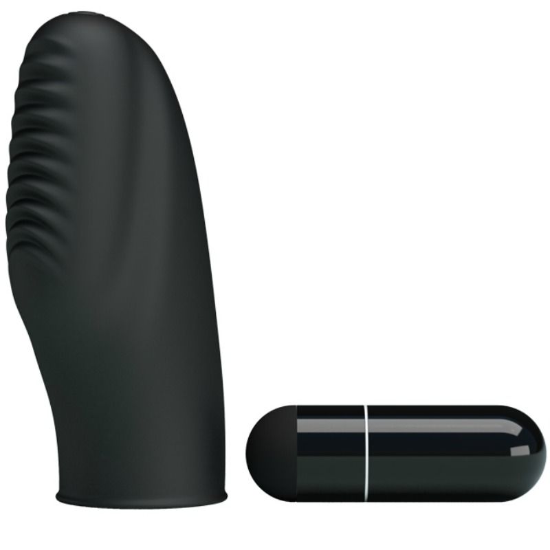 Vibrator Stanford Fingerhülle mit Querrillen und Bullet Schwarz