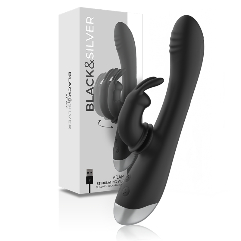 Rabbit-Vibrator Black&Silver Adam Schwarz Ø 3,5 cm