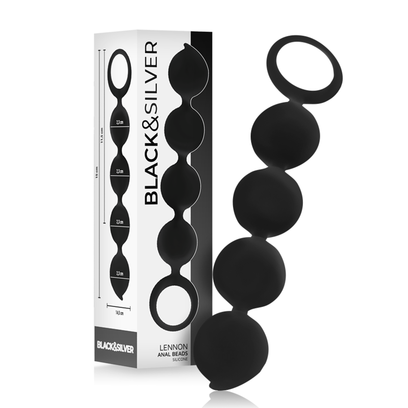 Analkette Black&Silver Lennon aus Silikon Schwarz Ø 2,3 cm