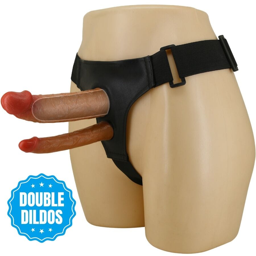 Strap-on Keaven Harness-Slip mit zwei Dildos Braun 17,5 x 4,2 cm