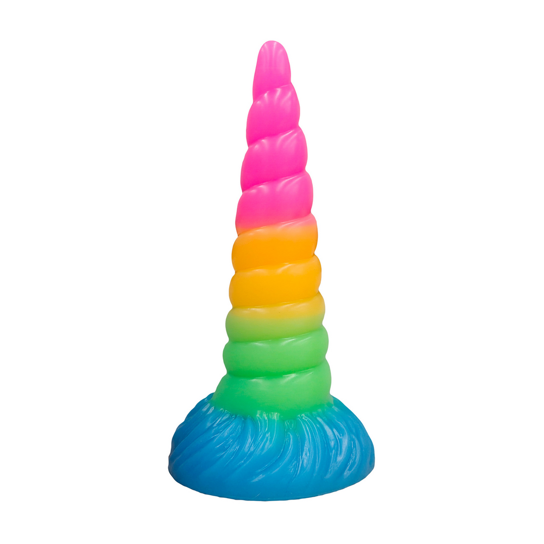 Fantasie-Dildo Einhorn nachtleuchtend Pink/Blau 16,5 x Ø 4,8 cm