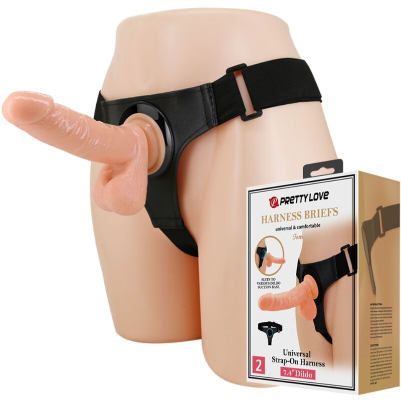 Strap-on Universal-Harness mit Tom Natur 20 cm