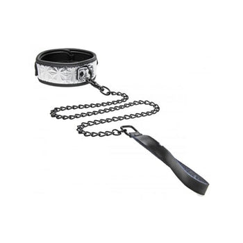 Master Series BDSM Halsband Platinum Bound Halsband mit Gurt
