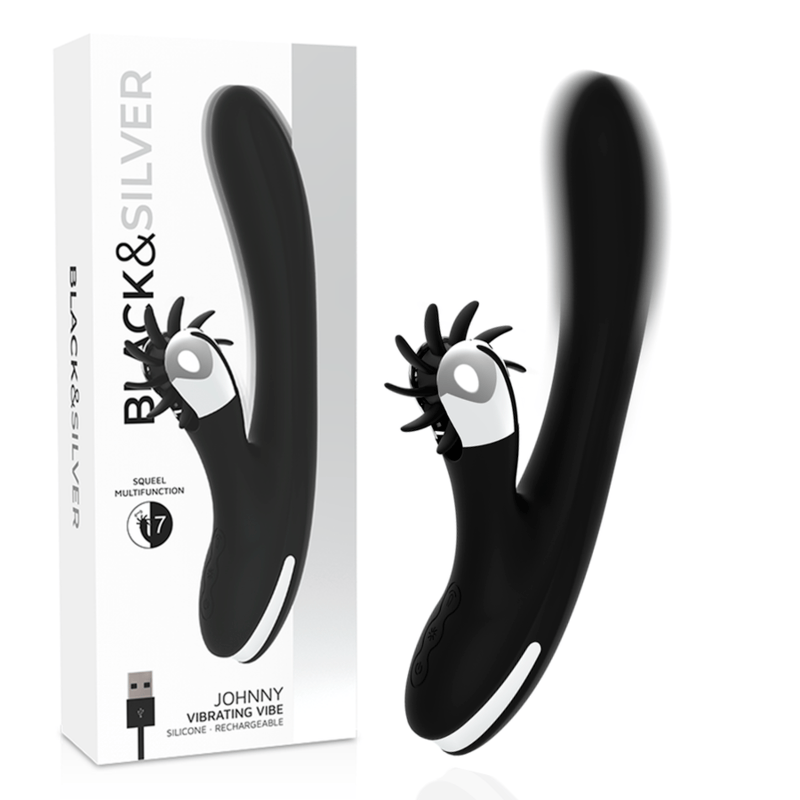 Rabbit-Vibrator Black&Silver Bunny Johnny Schwarz 24 x 3,5 cm