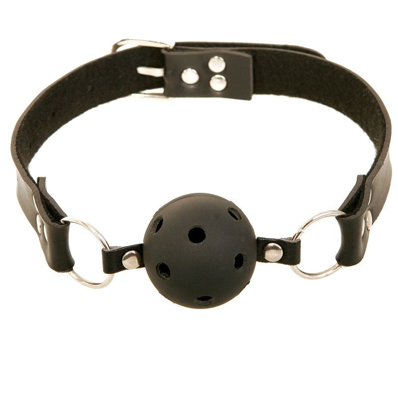 Atmungsaktiver Ball-Knebel aus Leder