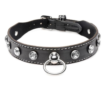 Diamant-Halsband mit O-Ring - Schwarz