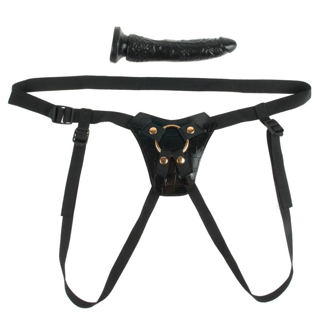 Strap-On mit Gold Details und Dildo