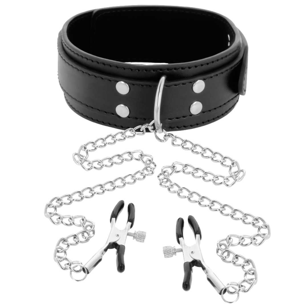 Halsband mit Metall-Nippelklammern