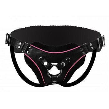 Strict Leather Strapon Tief ausgeschnittener Harness aus Leder mit Dildoring