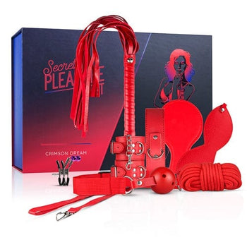 Secret Pleasure Chest Bondage Sets BDSM Bondage Set Fetish Pleasure Fesseln 8er Bundle Crimson Dream Sexspielzeug