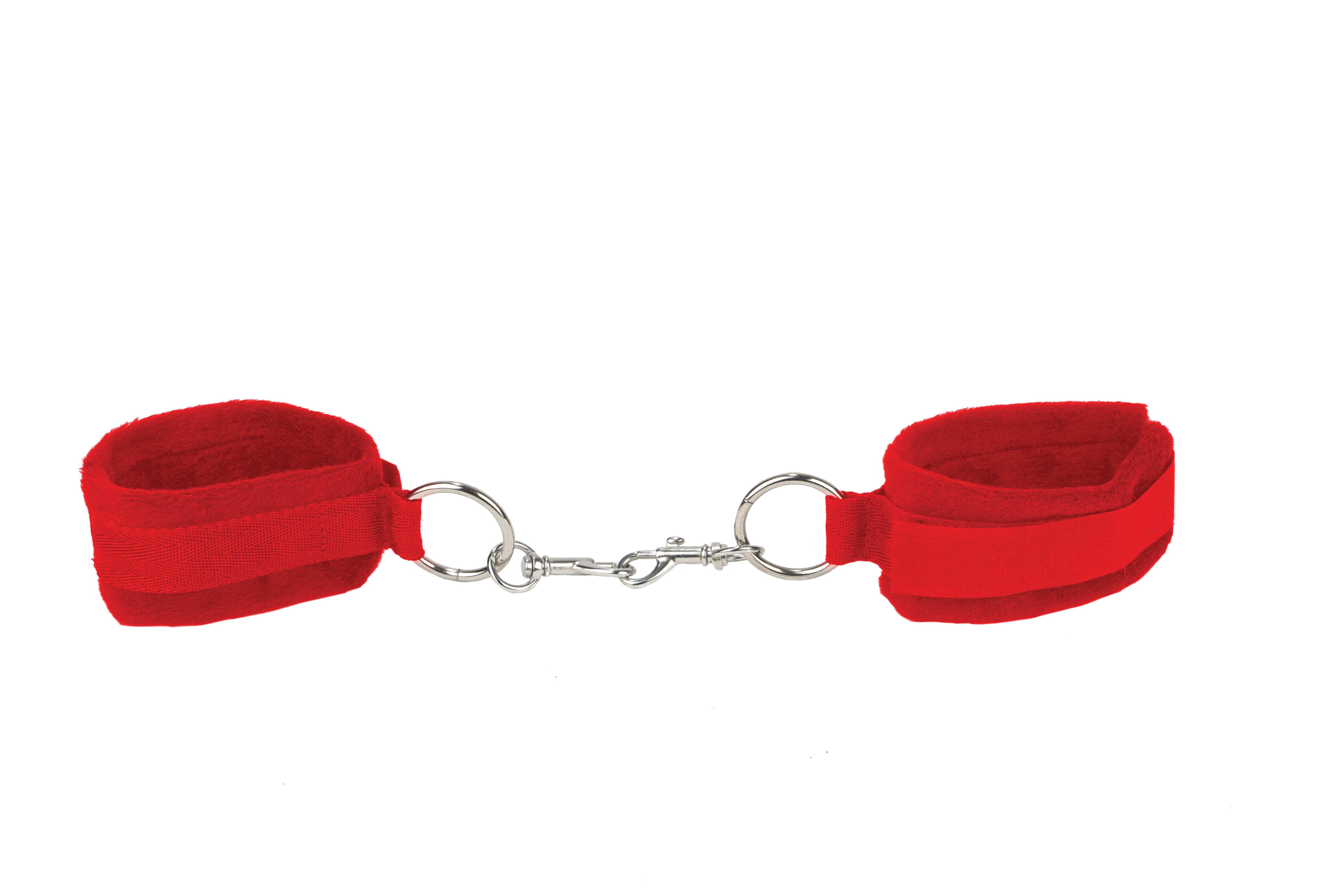 Fesselset Handschellen mit Klettverschluss Rot